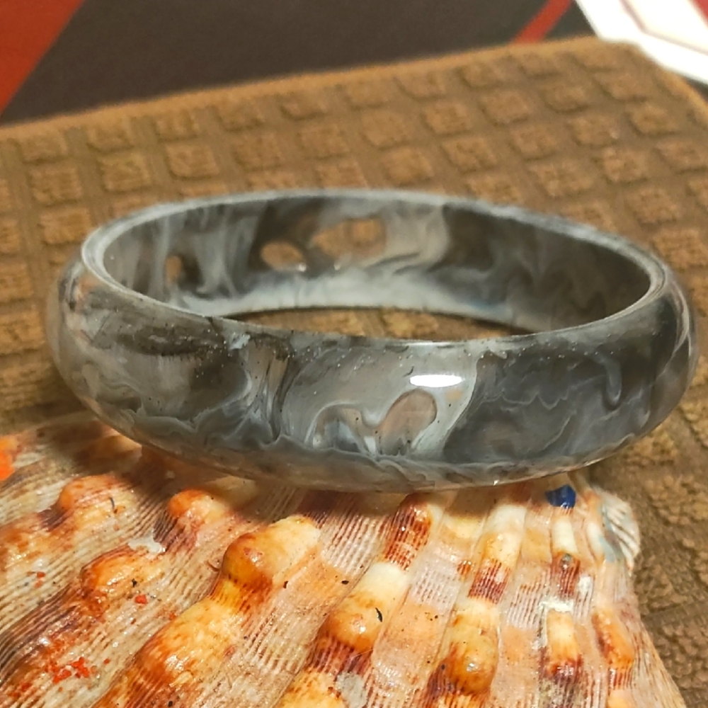 Elegant Gray Marble Bangle Bracelet